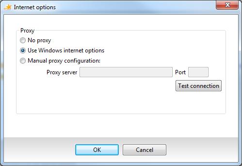 Emma User Guide 7 Changing the Proxy Settings If you use a proxy server to access Internet you may need to change your proxy settings. 1. In the Log in window, click Internet options. 2.