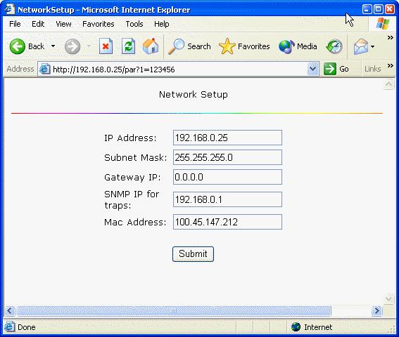 Network Setup HTML Page To Network setup page user will be navigate after the enter the correct password. Current time server values will be filled into the textboxes. Enter the 0.