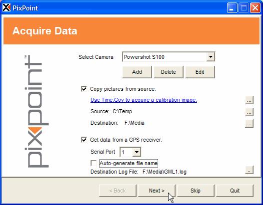 6. Matching Pictures with GPS Data To use PixPoint for matching digital pictures with GPS data, you should have digital pictures that were taken while saving a GPS track log or waypoints.
