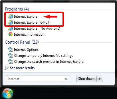 1. In Internet Explorer click Internet Options on the