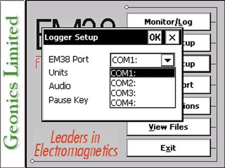 3. Logger Setup This option allows you to specify used type of the instrument and set several parameters in the logger. The Logger Setup dialog is presented below.