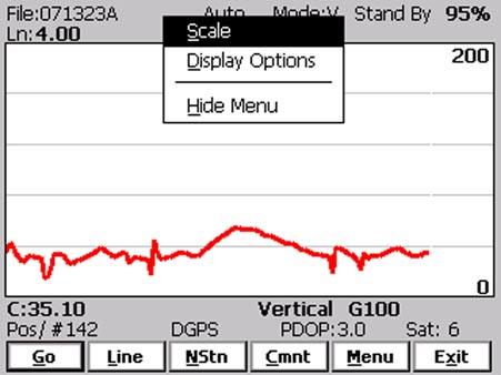 Scale (New Scale for Profile Plot) Selecting New Scale option allows the operator to enter new scale parameters for the profile plot for each component.