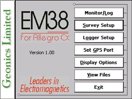 The EM38 can be fully operated from the keyboard when touchscreen functions are disabled by the user. Options represented by the command buttons can be accessed by a single tap on the button.