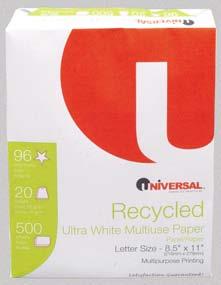 99 Recycled Ultra-White Multi-Use Paper 96 GE Brightness rating, 20-lb.