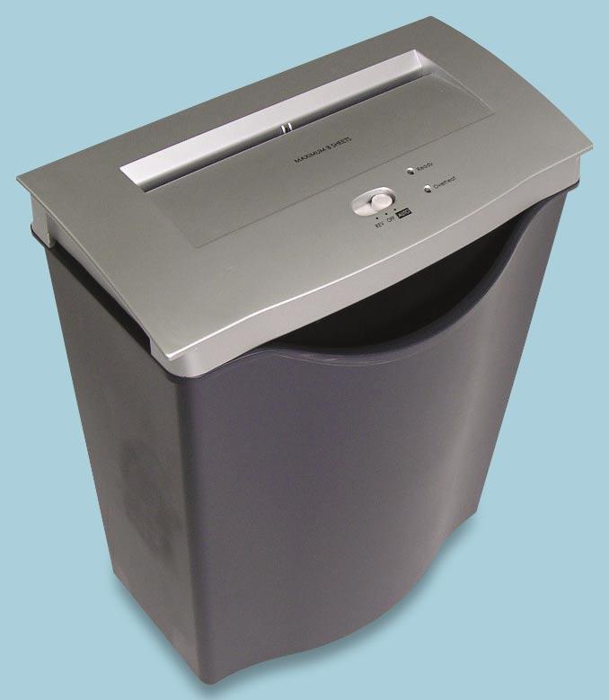 49 Confetti-Cut Shredder Personal Light-Duty Shreds up to eight sheets at 7 1 4 feet per minute into 3 8" x 2" confetti particles Shreds credit cards