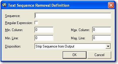Chapter 6 Report Management Text Sequence Removal Definition Sequence Regular Expression Min. Column Max. Column Min. Line Max.