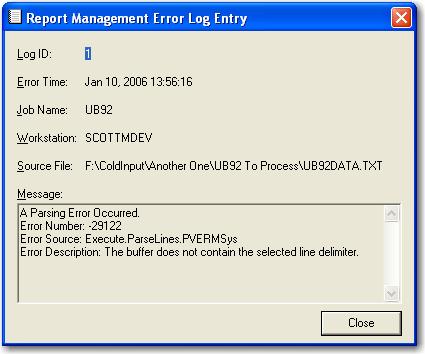 Chapter 4 Entity Administration Viewing an Error Log Entry To view an error log entry: 1. From the PaperVision Administration Console, select the entity and then select Report Management Errors.