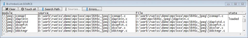 Build Path If a files with debug information is loaded (Data.LOAD.<subcommand>), this file also provides the paths for the HLL (C/C++/JAVA etc.) source files as they were on the build machine.