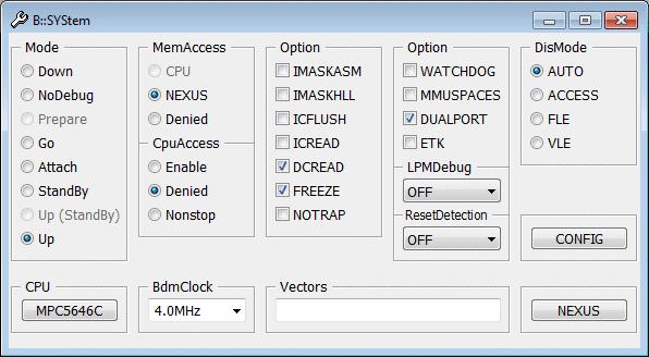 Option DUALPORT Most cores/processors that allow a run-time memory access provide the checkbox DUALPORT in the SYStem window.