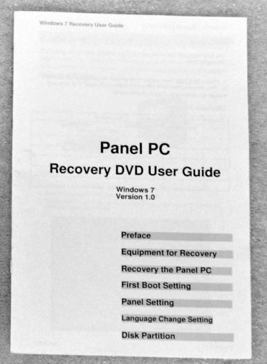Recovery disk is OS specific Paper back recovery manual