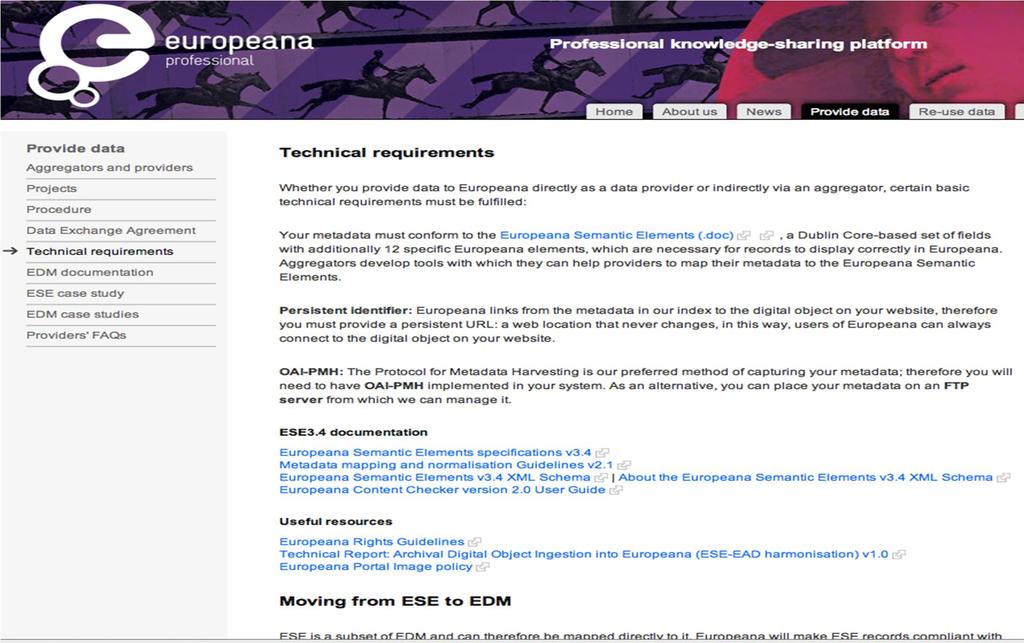 Documentation on pro.europeana.