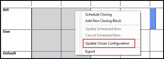 To set preferences for individual closers, right-click