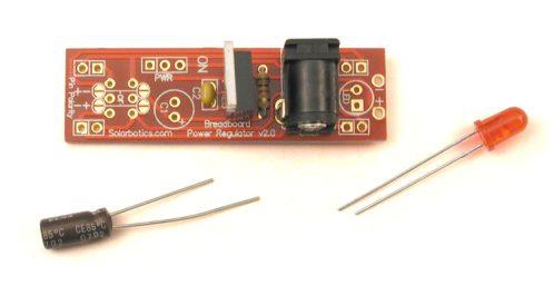 3. 10µF Capacitor & Power LED: Install the 10µF electrolytic capacitor into position C1. Position is critical (otherwise, 10µF Cap - LED - Note Longer *poof*).