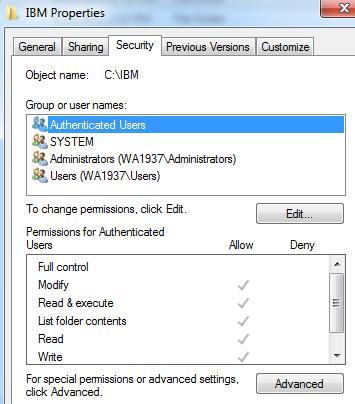 Part 8 - Modify File Permissions Note: These steps allow full access to the directories used by the RAD and WebSphere installs.