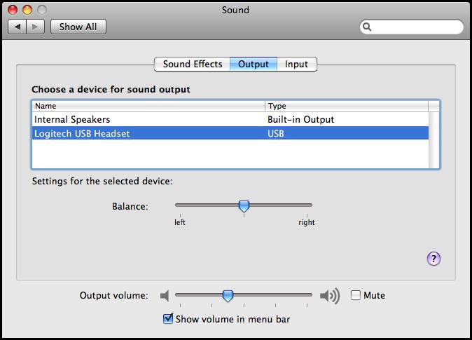 NOTE: The Sound preferences panel has a screen for audio output or how you