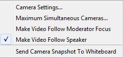Setting Maximum Simultaneous Cameras The maximum number of simultaneous cameras allowed is initially set by the session creator.