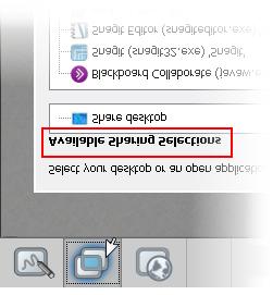 When in application sharing mode, the Available Sharing Selections dialog will open.