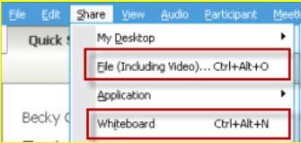 Sharing files File sharing is ideal for presenting information that you do not need to edit during the meeting, such as a video or slide presentation.