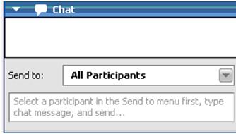 Chat During a meeting, the presenter can specify chat privileges for participants. These privileges determine to whom participants can send chat messages.
