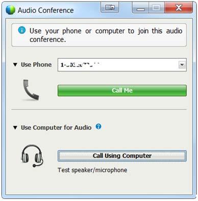 The Audio Conference screen will automatically change the option from