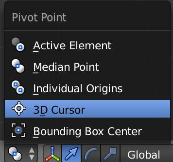 be to move the 3D Cursor to the base of the door, and then tell Blender to temporarily scale from the position of the 3D Cursor. How would we do this?