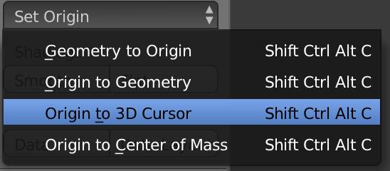 We use the Pivot Point menu at the bottom of the 3D View to do this. The default setting for this is Median Point. This usually coincides with the origin of the object.