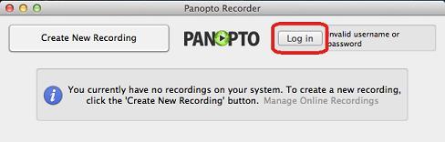 For OSX: 1. Open up the Panopto desktop application that you previously installed. 2.