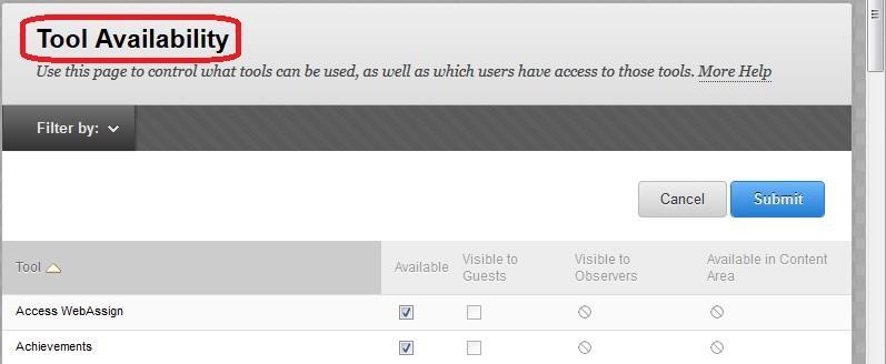 5. On the Tool Availability page that opens, there will be a long list with checkboxes. 6.