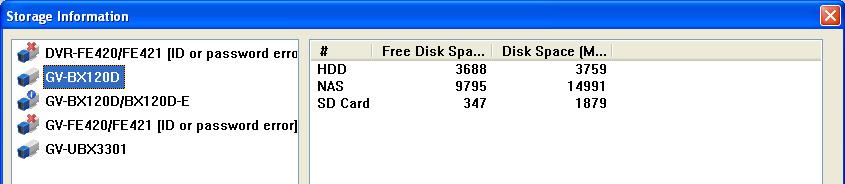 9.3.4 Viewing the Storage Information You can view storage information such as the storage type, free space and the overall disk