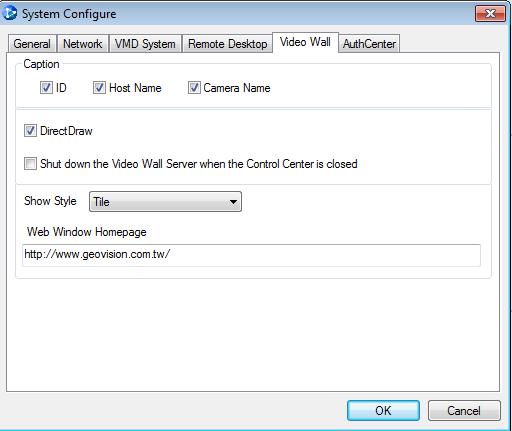 10 System Configuration 10.5 Video Wall Settings To access this dialog box, click the Configure button (No. 1, Figure 1-2) and select the Video Wall tab.