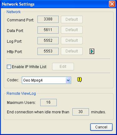 2.3.2 Advanced Settings To configure the CCS Server, click Configure on the window menu. [Network Settings] Keep the four communication ports as default, unless otherwise necessary.