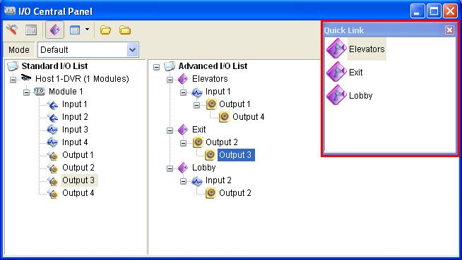 7.8 Quick Link The Quick Link provides a quick access to triggered I/O devices. It is a separate window that displays all the groups established in the Advanced I/O List.