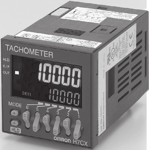 Tachometer H7CX-R DIN 48 48 mm Socket-type Tachometer with a Bright, Easy-to-view, Backlit Negative Transmissive LCD Socket design allows either flush or surface mounting.