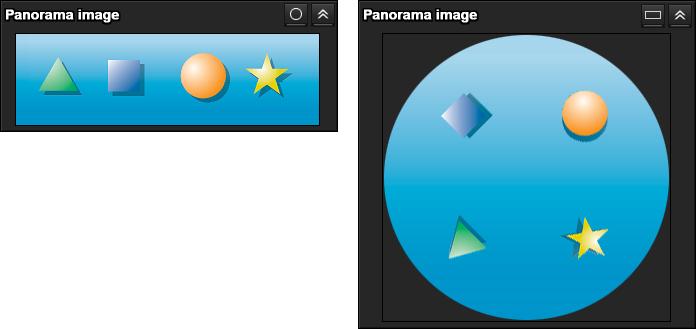 Using pan/tilt/zoom operations with the displayed control bar (PTZ Control bar only) Controlling the Camera on a Panorama Image In the panorama window, a 360 view around the camera is displayed as a