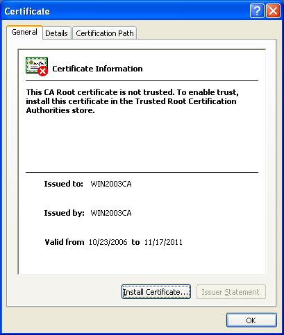 .cer. Double-click this file. The following Certificate dialog appears.