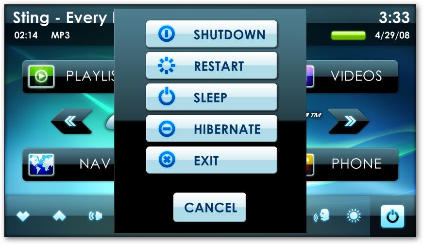 CONTROL BAR MAIN MENU 2. Application Buttons tap on the desired application to open its window. The applications bundled with Centrafuse are described in Chapter 4: Core Features. 1. Volume Buttons 2.