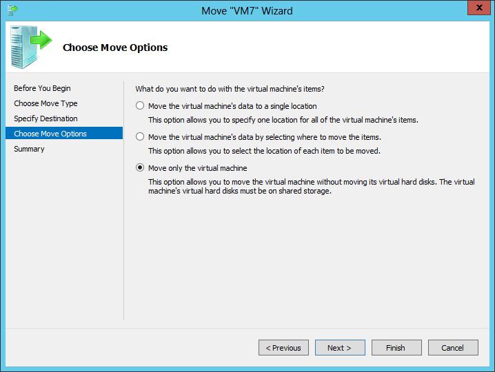 Continued from Windows Server 2012, Microsoft supports Windows Server 2016 with moving VMs between nonclustered Hyper-V hosts, as shown in Figure 6.