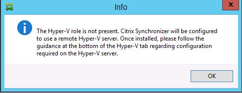 Hyper-V Message This message means Hyper-V is not present on the Windows server where the installer is currently running.