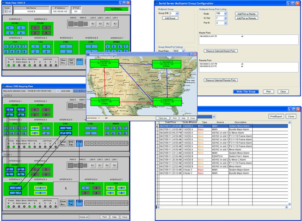 EXMUX 3500 Visual Network Management Software The exmux 3501 IP Access Multiplexer comes with an advanced Graphical User Interface (GUI) Network Management Software for Operations, Administration,