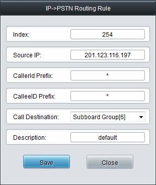 Figure 3-14 Modify Routing Rule (IP TEL/PSTN) To delete a routing rule, check the checkbox before the corresponding index in Figure 3-13 and click the Delete button.