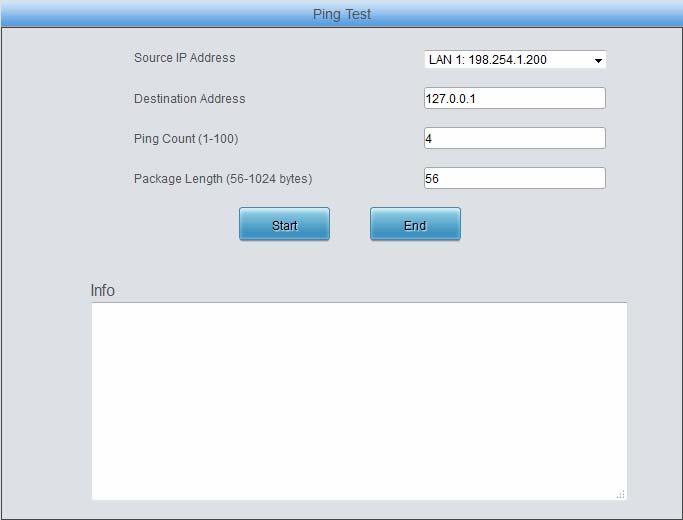 3.6.7 PING Test Figure 3-24 Ping Test Interface See Figure 3-24 for the Ping Test interface.