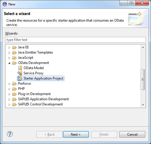 3 Creating a Starter Application Project You can create a starter application based on a given OData service for SAP Fiori with entry points for custom development.