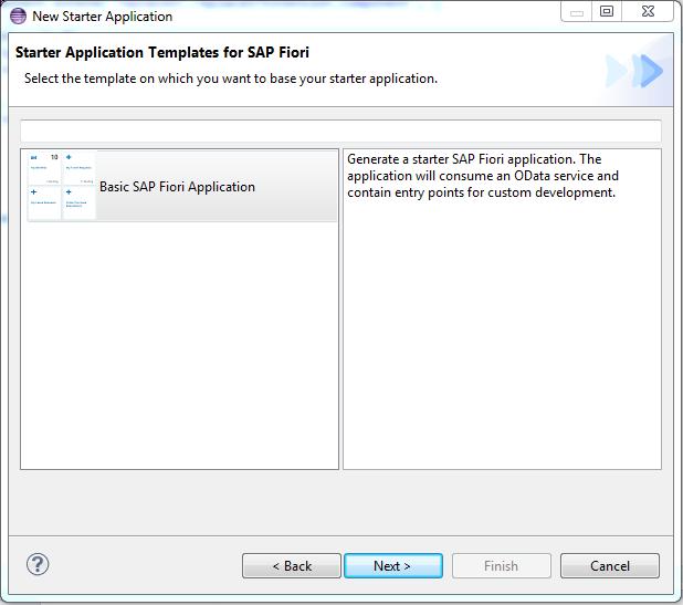 From the Create new project for drop-down list, select SAP Fiori. 6.
