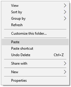 Right mouse click inside this folder then select Paste.