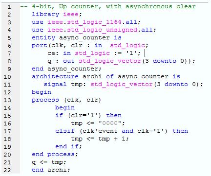 Chapter 6: Importing HDL Modules The VHDL module below is a 4-bit, Up counter with asynchronous