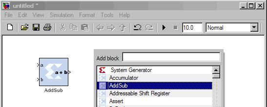 Method 3 From the Simulink model pull down menu, select the following item: Tools > Xilinx > BlockAdd Ctrl 1 How to Use Right-click on the Simulink canvas and select Xilinx