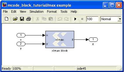 Compiling MATLAB into an FPGA The following figure shows what the block looks like after the model is compiled.