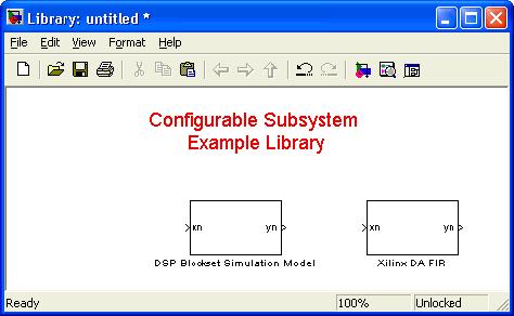 Configurable Subsystems and System Generator Add the underlying blocks to the library.