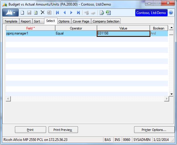 124 Reporting Guide ROI Screen, Select Tab Use the Select tab to print a report that contains only a subset of the report s available information (for example, only a portion of the total information