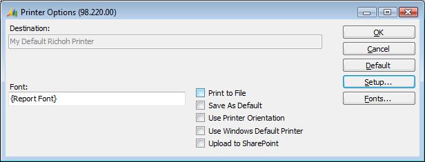 Setting up the Default Printer Setting up the Default Printer 3 Before you print reports, forms, or labels, you must first define the default printer settings for your whole Microsoft Dynamics SL